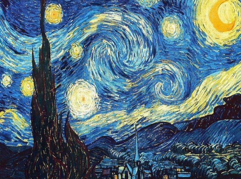 Van Gogh Painting Moon Blue