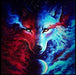 Blue and Red Wolf