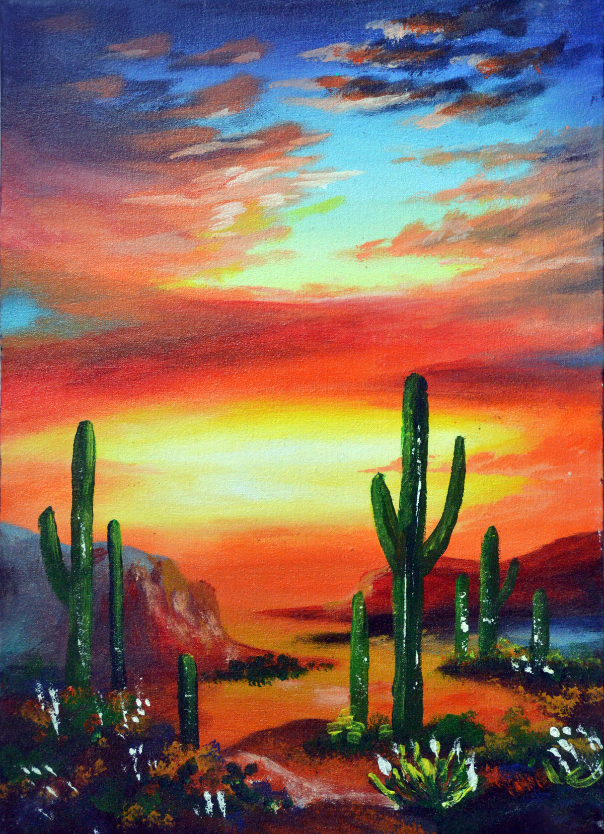 Desert Cactus & Bird Diamond Painting - Sunset Scenery Diamond Art