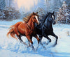Horses Running in the Snow