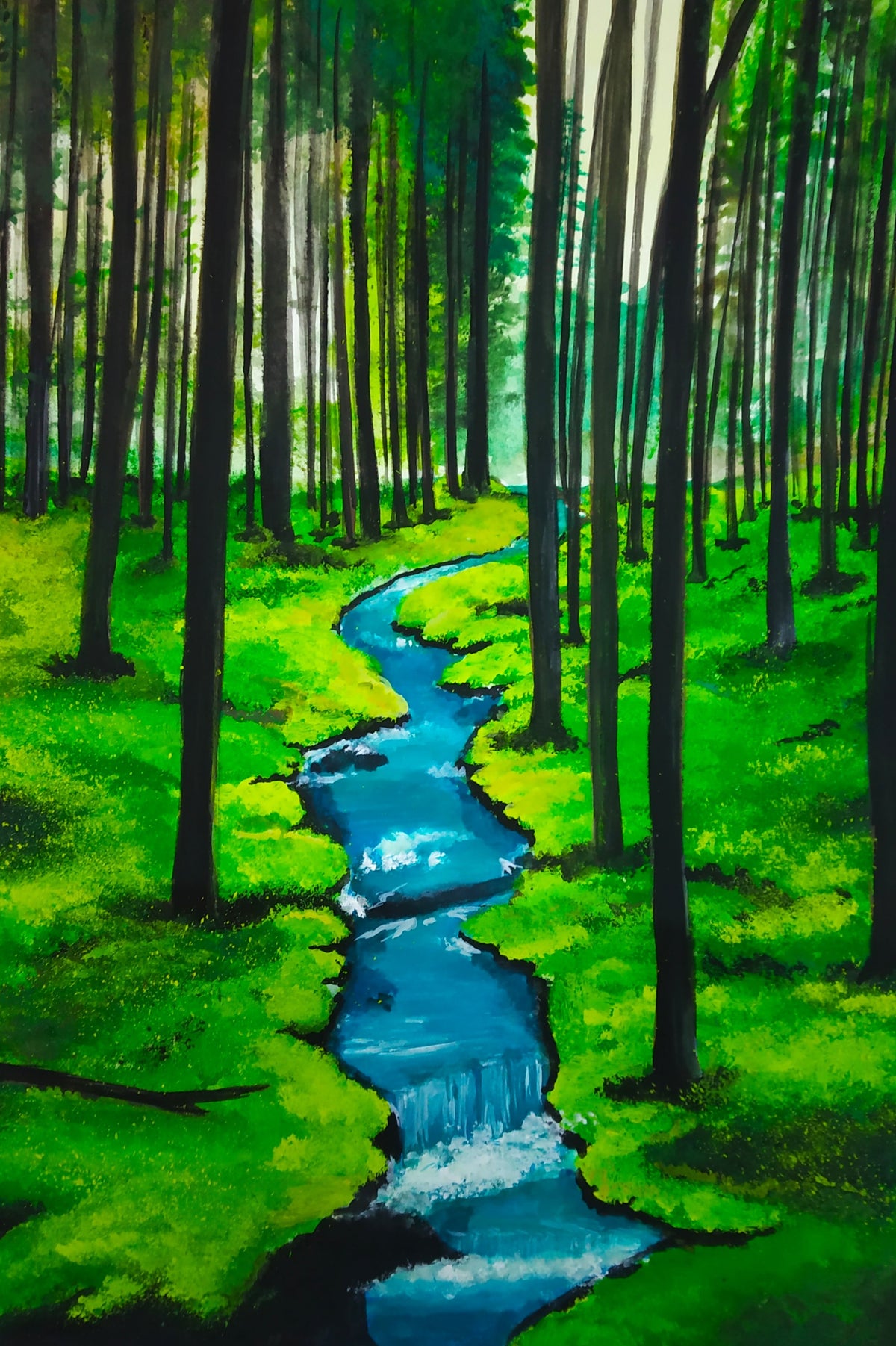 Blue Stream in Jungle | Diamond Painting — Happy Painting USA