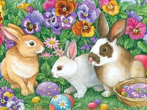 Rabbits and flowers