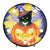 Round Lamp Witch Kitty On Pumpkin