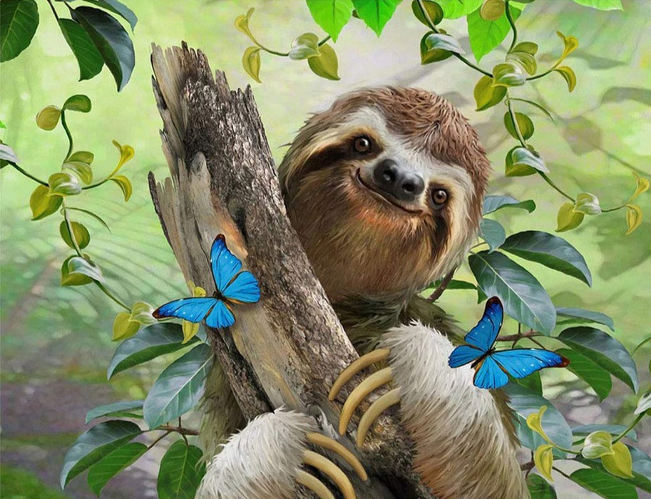 Sloth with butterflies