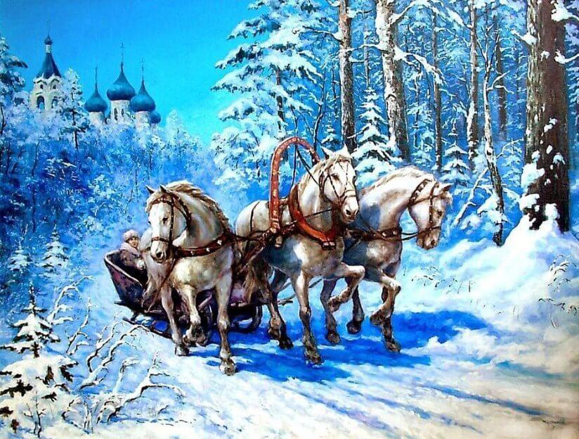 Three Horses in the Snow