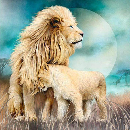 Two Lions at the Moon