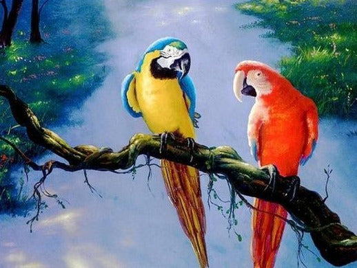 Two Parrots in a Tree