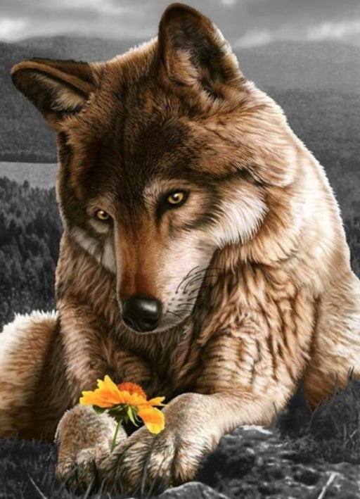 Wolf with a Flower