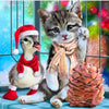 Load image into Gallery viewer, Duckling and Kitten Celebrate Christmas